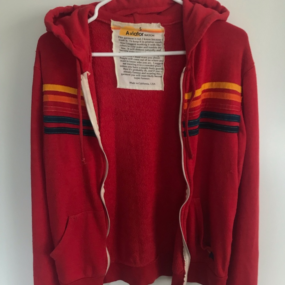 Red Aviator Nation Zip Up Sweater - size small